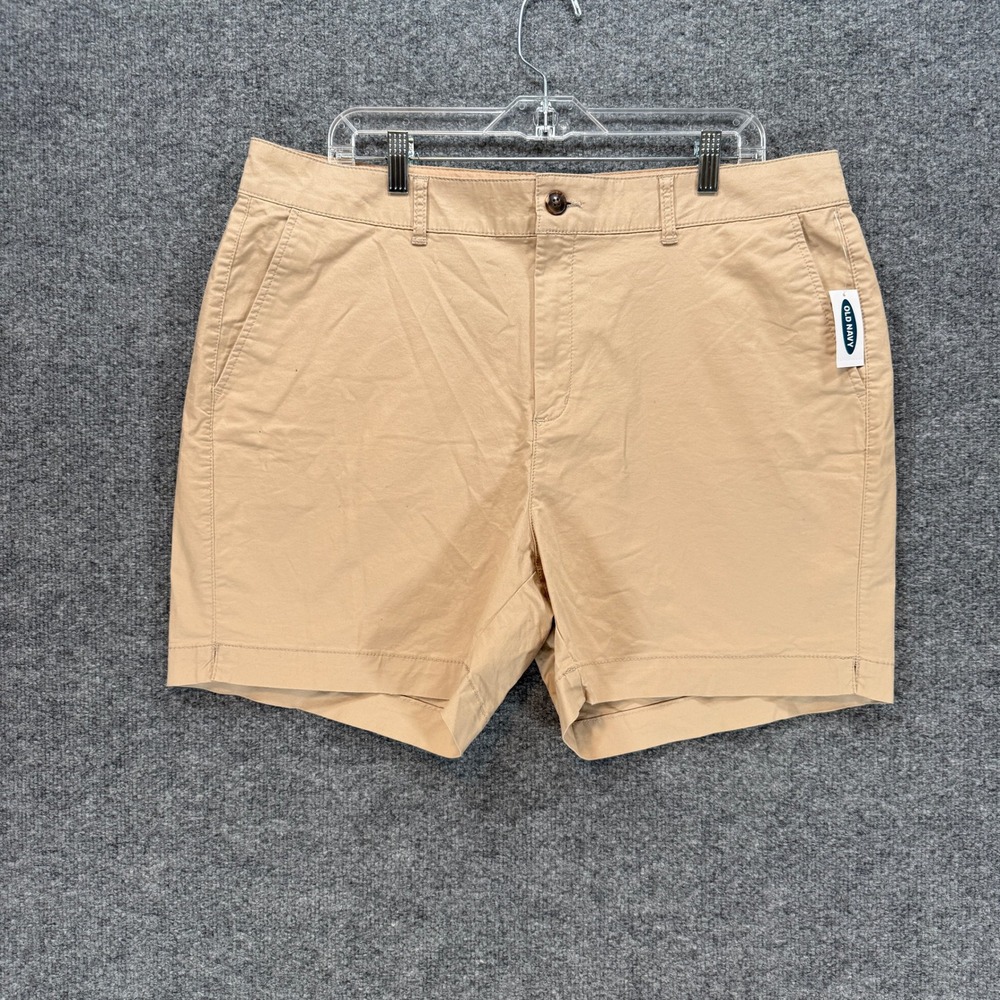 Old Navy Everyday Shorts Women 16 Tan High Rise Stretch Chino Khaki Summer NEW